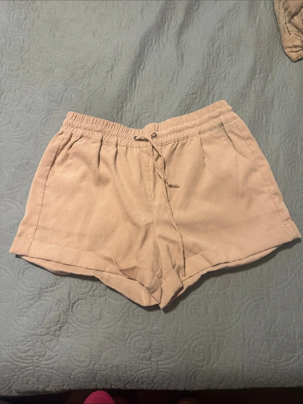 KanCan Tan Pink Elastic-Waist Athletic Shorts